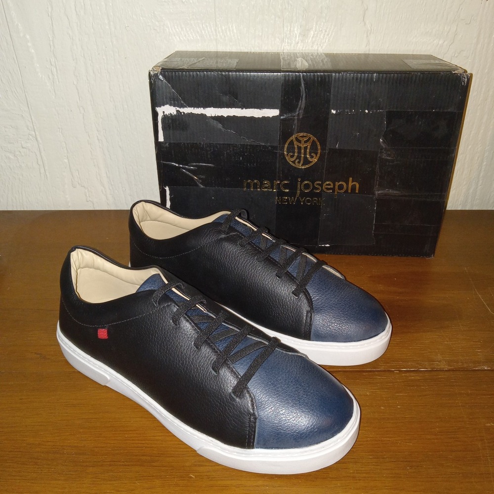 Marc Joseph New York Clarkson St Mens 6.5 Black Ice Blue Grain Leather Sneakers - Picture 14 of 14